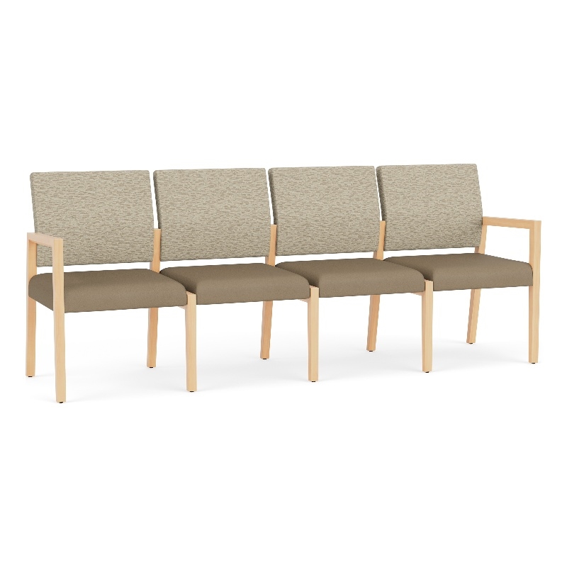 Lesro Brooklyn Waiting Reception 4 Seat Tandem Seating No Center Arms in Brown