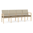 Lesro Brooklyn Waiting Reception 4 Seat Tandem Seating No Center Arms in Brown