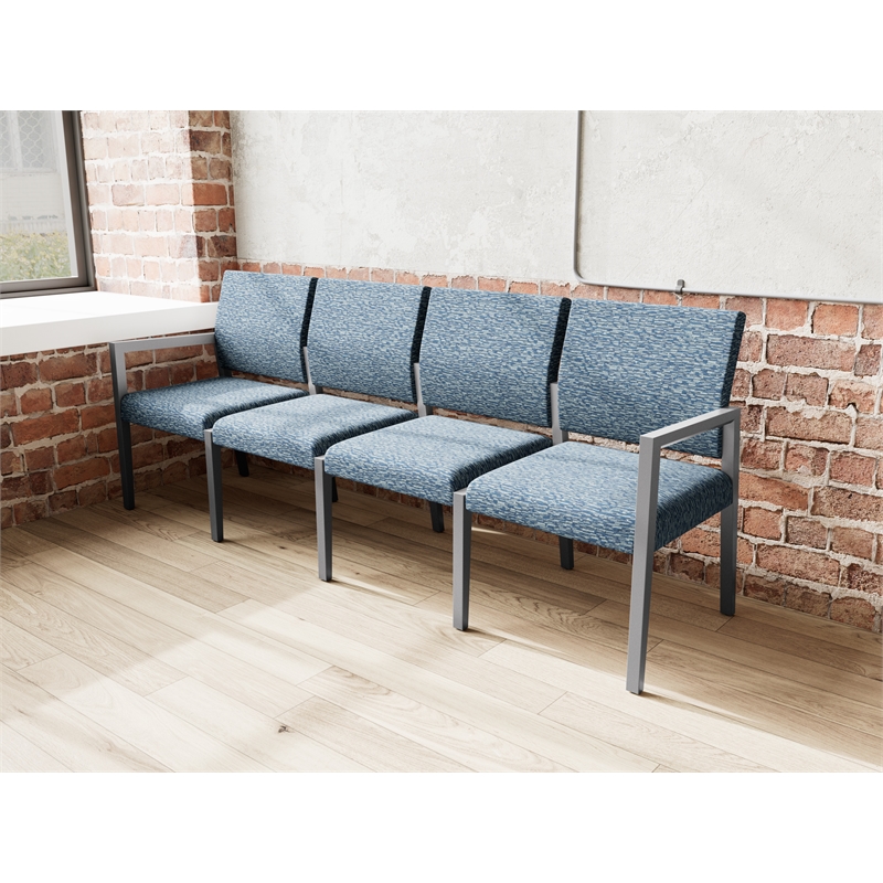 Lesro Brooklyn Waiting Reception 4 Seat Tandem Seating No Center Arms in Blue