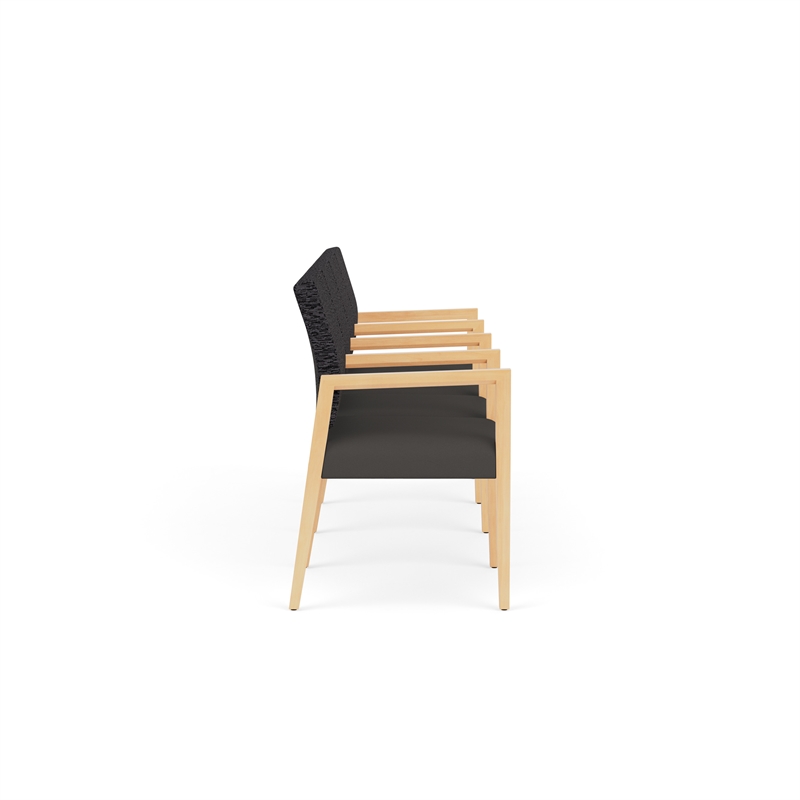Lesro Brooklyn Waiting Reception 4 Seat Tandem Seating Wood Frame in Gray