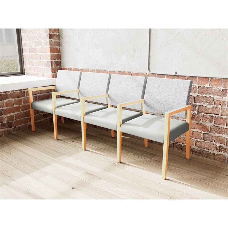 Lesro Brooklyn Waiting Reception 4 Seat Tandem Seating Wood Frame in Gray