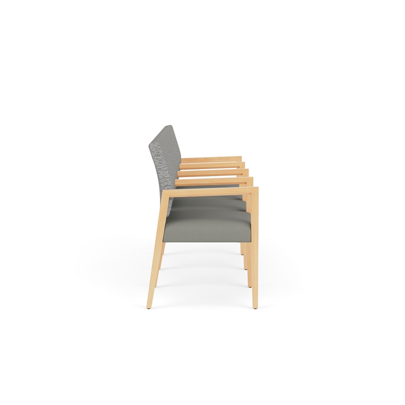 Lesro Brooklyn Waiting Reception 4 Seat Tandem Seating Wood Frame in Gray
