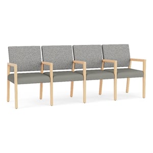 Lesro Brooklyn Waiting Reception 4 Seat Tandem Seating Wood Frame in Gray