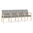 Lesro Brooklyn Waiting Reception 4 Seat Tandem Seating Wood Frame in Gray
