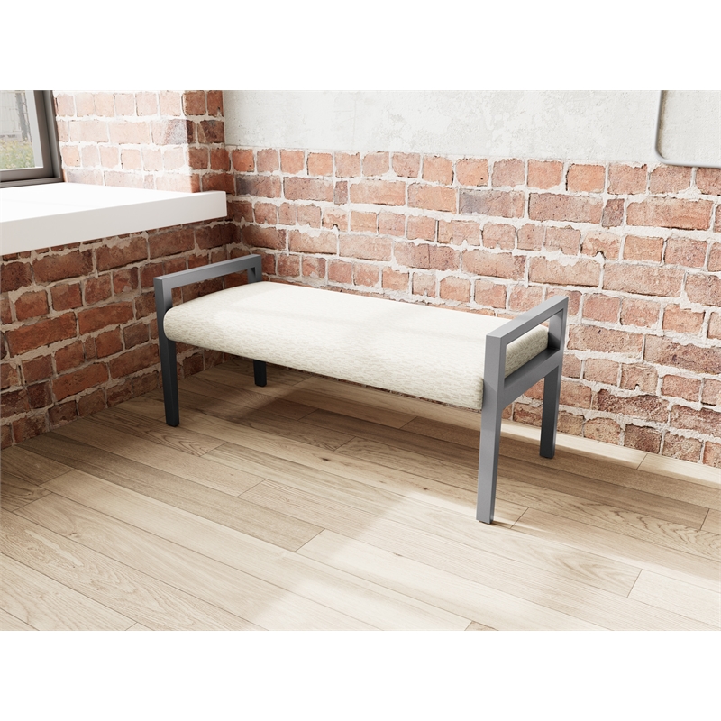 Lesro Brooklyn Waiting Reception 2 Seat Bench Wood Frame in Brown