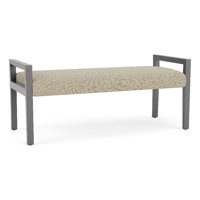 Lesro Brooklyn Waiting Reception 2 Seat Bench Wood Frame in Brown