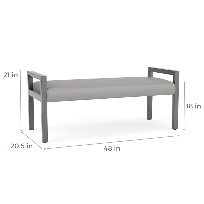 Lesro Brooklyn Waiting Reception 2 Seat Bench Wood Frame in Gray