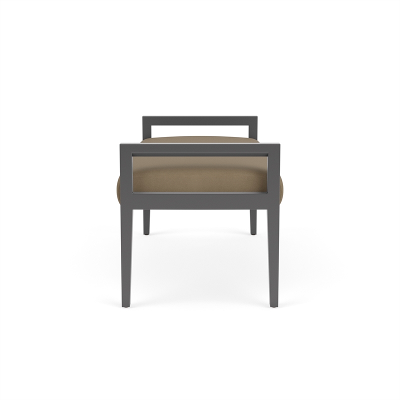 Lesro Brooklyn Waiting Reception 2 Seat Bench Wood Frame in Brown