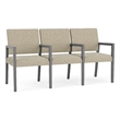 Lesro Brooklyn Waiting Reception 3 Seat Tandem Seating Wood Frame in Beige