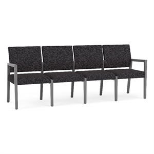 Lesro Brooklyn Waiting Reception 4 Seat Tandem Seating No Center Arms in Black