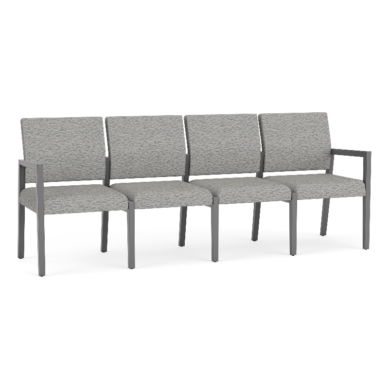 Lesro Brooklyn Waiting Reception 4 Seat Tandem Seating No Center Arms in Gray