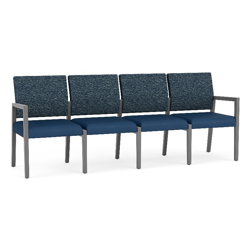 Lesro Brooklyn Waiting Reception 4 Seat Tandem Seating No Center Arms in Blue