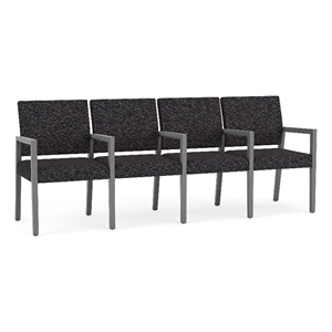 Lesro Brooklyn Waiting Reception 4 Seat Tandem Seating Wood Frame in Black