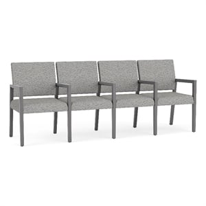 Lesro Brooklyn Waiting Reception 4 Seat Tandem Seating Wood Frame in Gray