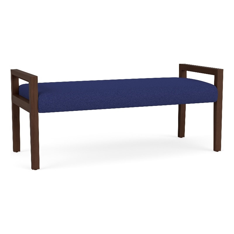 Lesro Brooklyn Waiting Reception 2 Seat Bench Wood Frame in Blue