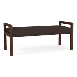 Lesro Brooklyn Waiting Reception 2 Seat Bench Wood Frame in Brown