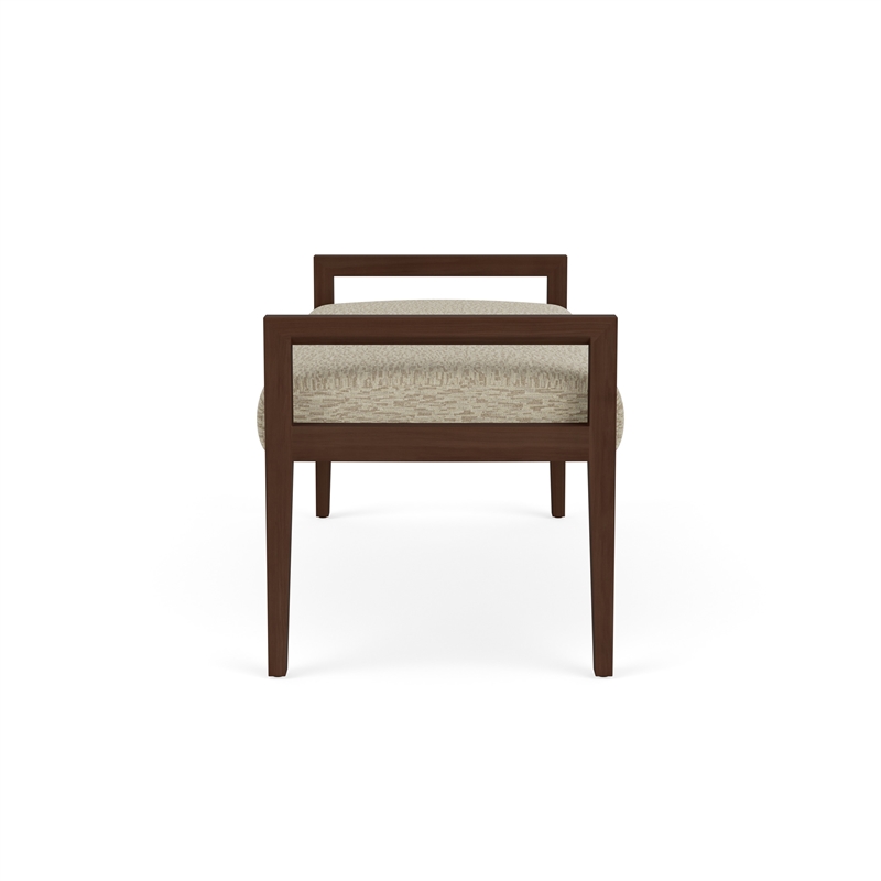 Lesro Brooklyn Waiting Reception 2 Seat Bench Wood Frame in Brown