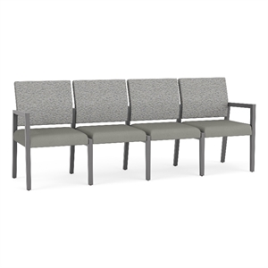 Lesro Brooklyn Waiting Reception 4 Seat Tandem Seating No Center Arms in Gray