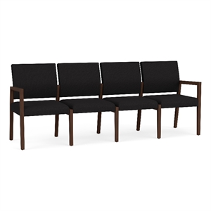 Lesro Brooklyn Waiting Reception 4 Seat Tandem Seating No Center Arms in Black