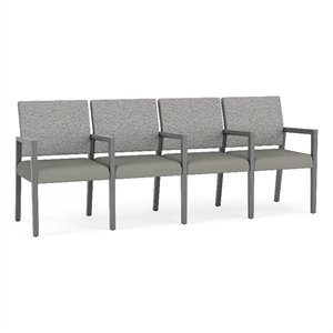 Lesro Brooklyn Waiting Reception 4 Seat Tandem Seating Wood Frame in Gray