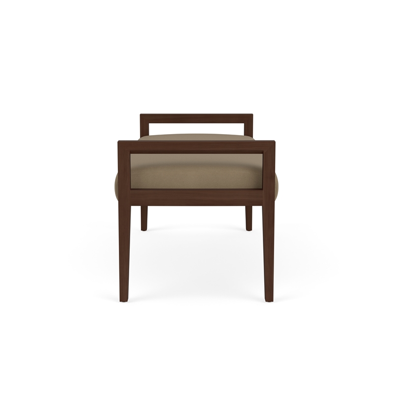 Lesro Brooklyn Waiting Reception 2 Seat Bench Wood Frame in Brown