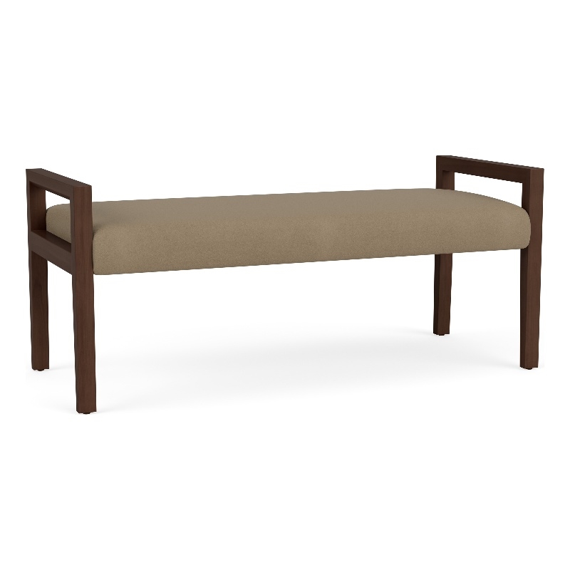 Lesro Brooklyn Waiting Reception 2 Seat Bench Wood Frame in Brown