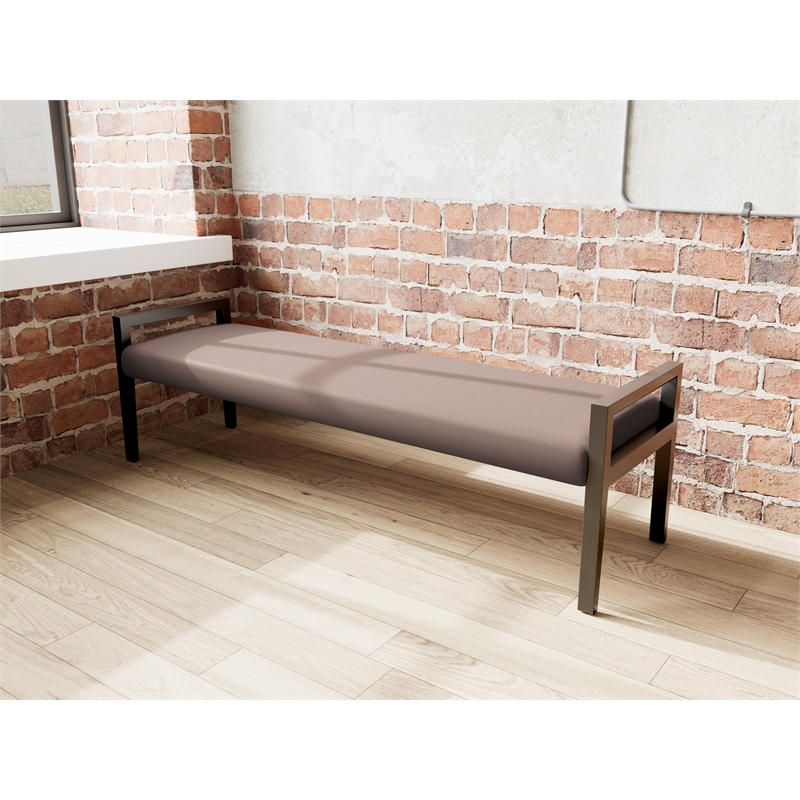 Lesro Brooklyn Waiting Reception 3 Seat Bench Wood Frame in Brown