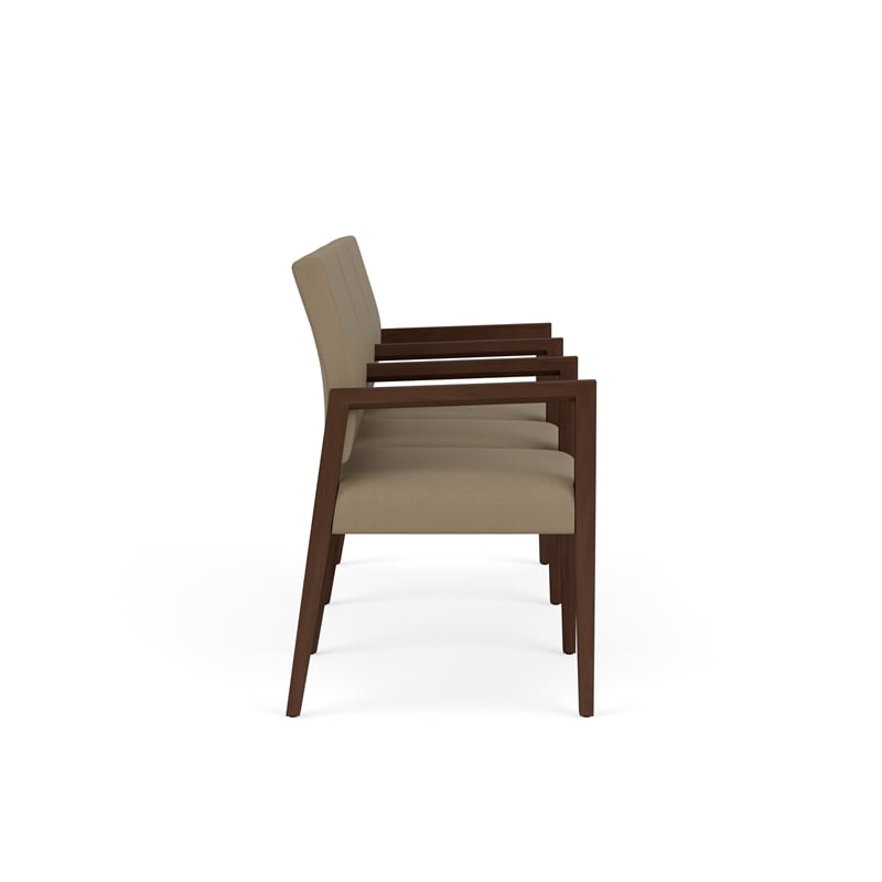 Lesro Brooklyn Waiting Reception 3 Seat Tandem Seating Wood Frame in Brown