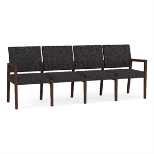 Lesro Brooklyn Waiting Reception 4 Seat Tandem Seating No Center Arms in Black