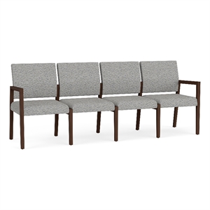 Lesro Brooklyn Waiting Reception 4 Seat Tandem Seating No Center Arms in Gray