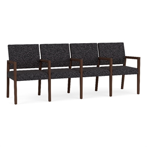 Lesro Brooklyn Waiting Reception 4 Seat Tandem Seating Wood Frame in Black