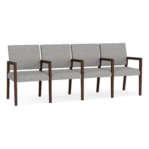 Lesro Brooklyn Waiting Reception 4 Seat Tandem Seating Wood Frame in Gray