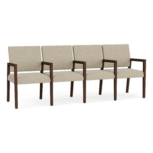 Lesro Brooklyn Waiting Reception 4 Seat Tandem Seating Wood Frame in Beige