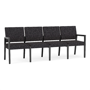 Lesro Brooklyn Waiting Reception 4 Seat Tandem Seating No Center Arms in Black