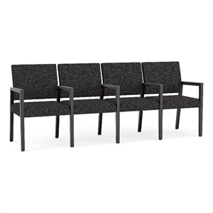 Lesro Brooklyn Waiting Reception 4 Seat Tandem Seating Wood Frame in Black
