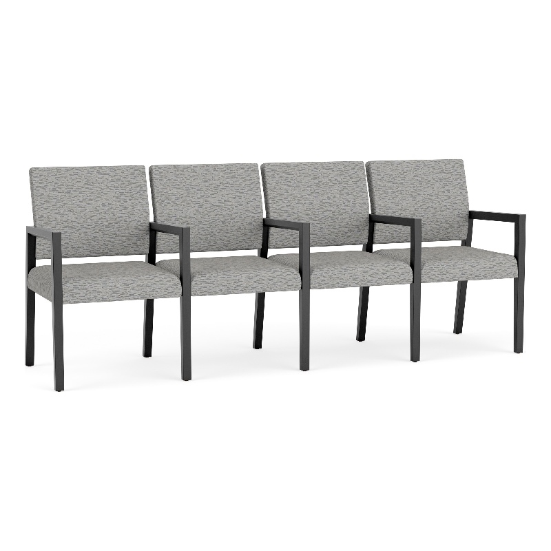 Lesro Brooklyn Waiting Reception 4 Seat Tandem Seating Wood Frame in Gray