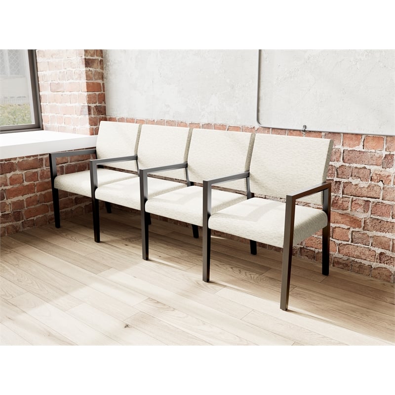 Lesro Brooklyn Waiting Reception 4 Seat Tandem Seating Wood Frame in Beige