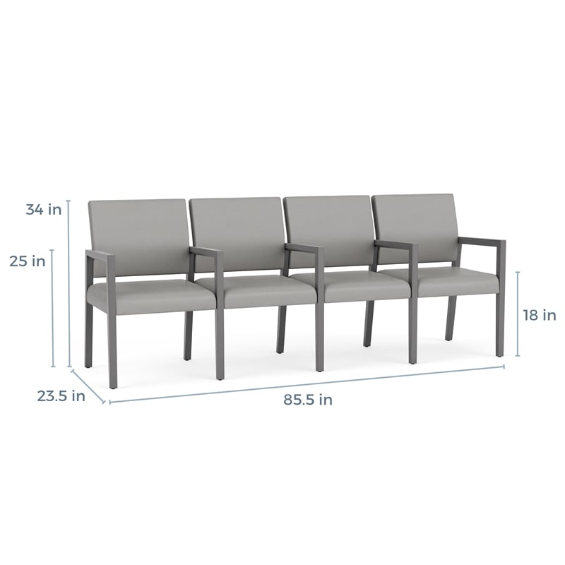 Lesro Brooklyn Waiting Reception 4 Seat Tandem Seating Wood Frame in Beige