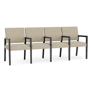 Lesro Brooklyn Waiting Reception 4 Seat Tandem Seating Wood Frame in Beige