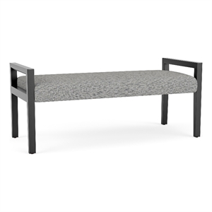 Lesro Brooklyn Waiting Reception 2 Seat Bench Wood Frame in Gray