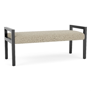 Lesro Brooklyn Waiting Reception 2 Seat Bench Wood Frame in Brown