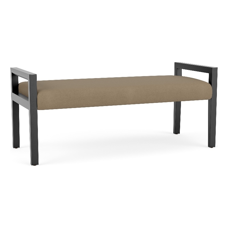 Lesro Brooklyn Waiting Reception 2 Seat Bench Wood Frame in Brown