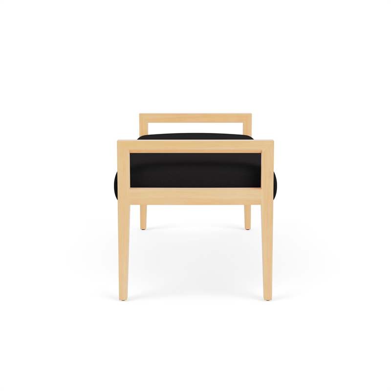 Lesro Brooklyn Waiting Reception 2 Seat Bench Wood Frame in Black