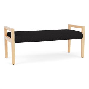 Lesro Brooklyn Waiting Reception 2 Seat Bench Wood Frame in Black