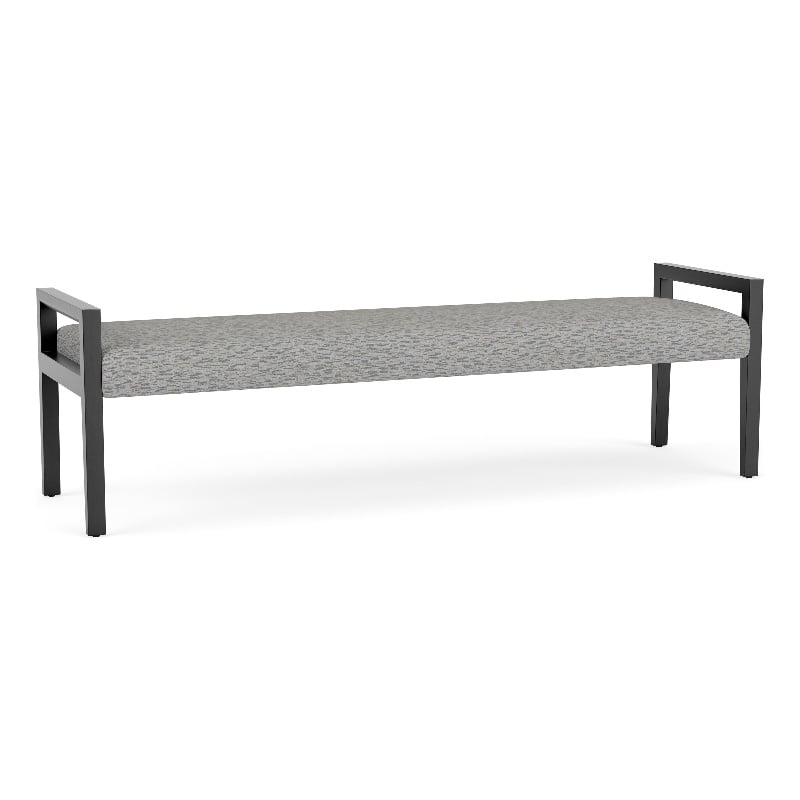 Lesro Brooklyn Waiting Reception 3 Seat Bench Wood Frame in Gray