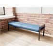 Lesro Brooklyn Waiting Reception 3 Seat Bench Wood Frame in Blue