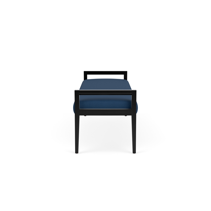 Lesro Brooklyn Waiting Reception 3 Seat Bench Wood Frame in Blue