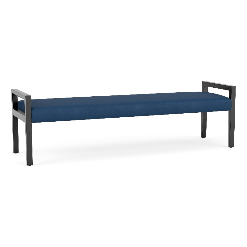 Lesro Brooklyn Waiting Reception 3 Seat Bench Wood Frame in Blue
