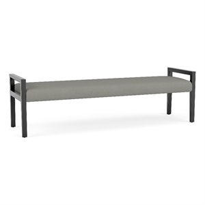 Lesro Brooklyn Waiting Reception 3 Seat Bench Wood Frame in Gray