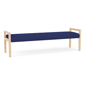 Lesro Brooklyn Waiting Reception 3 Seat Bench Wood Frame in Blue